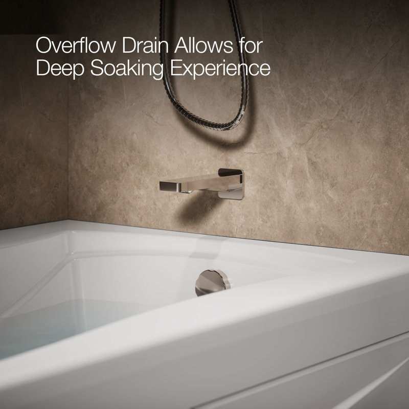 Mariposa 72" x 36" Soaking Bathtub, White, Right