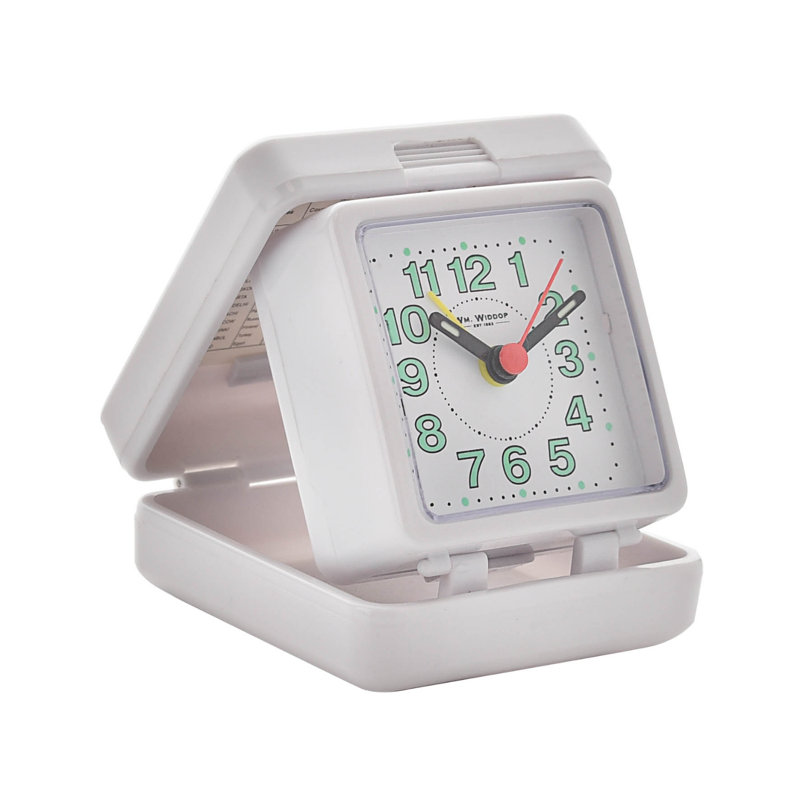 Analog Battery-Operated Alarm Tabletop Clock, White/Green/Black/Red