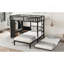 Lit superposé simple au-dessus de simple avec garde-robe intégré, lit superposé en métal avec lit gigogne, bureau pliable, échelles, conception à réduction de bruit, noir-1000447376