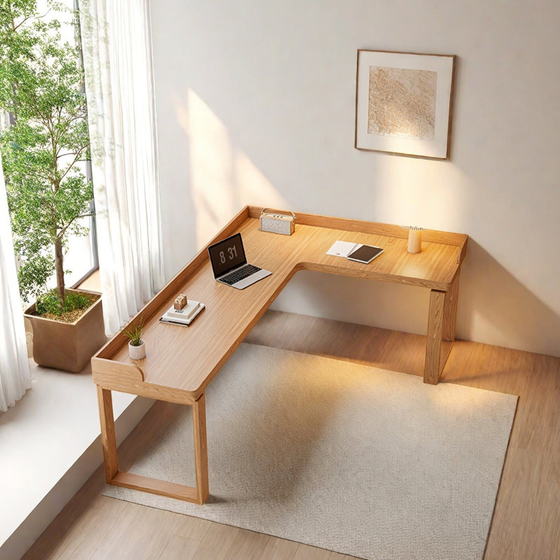 Bureau en bois massif en forme de L Modern Minimalist, H 29,53 po x l 55,12 po x P 47,24 po 