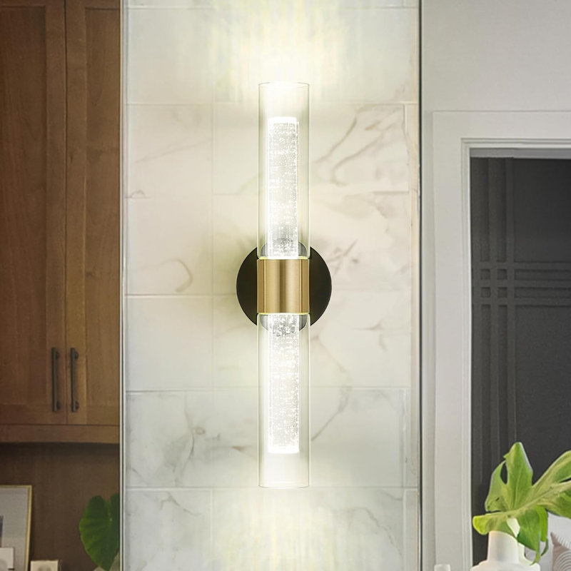 Modern LED Bathroom Sconces Wall Lighting With Adjustable Colour Temperature, Dual Glass Shade Design, Energy-Efficient Vanity Light For Bathroom, Bedroom, And Hallway