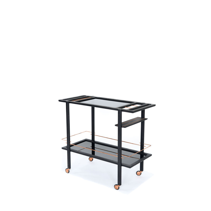Bar Cart, Ebonized Oak/Copper