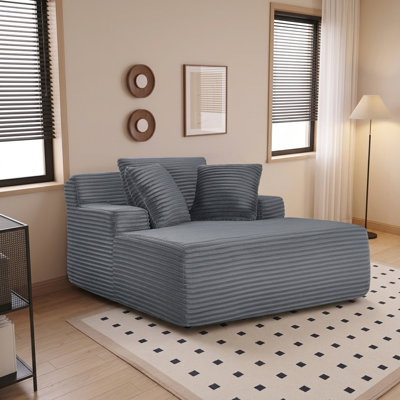62" Oversized Convertible Frameless Chaise Lounge with Pillow - Ergonomic Sleeper Chair, No Assembly Required