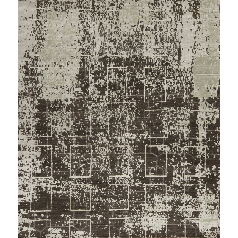 Modern Tibet Handmade Silk and Wool Geometric and Abstract Area Rug, Rectangle 4' x 6'