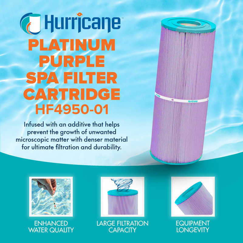 Hurricane 2 Pack Platinum Purple Spa Filters Cartridge for Replacement, Purple