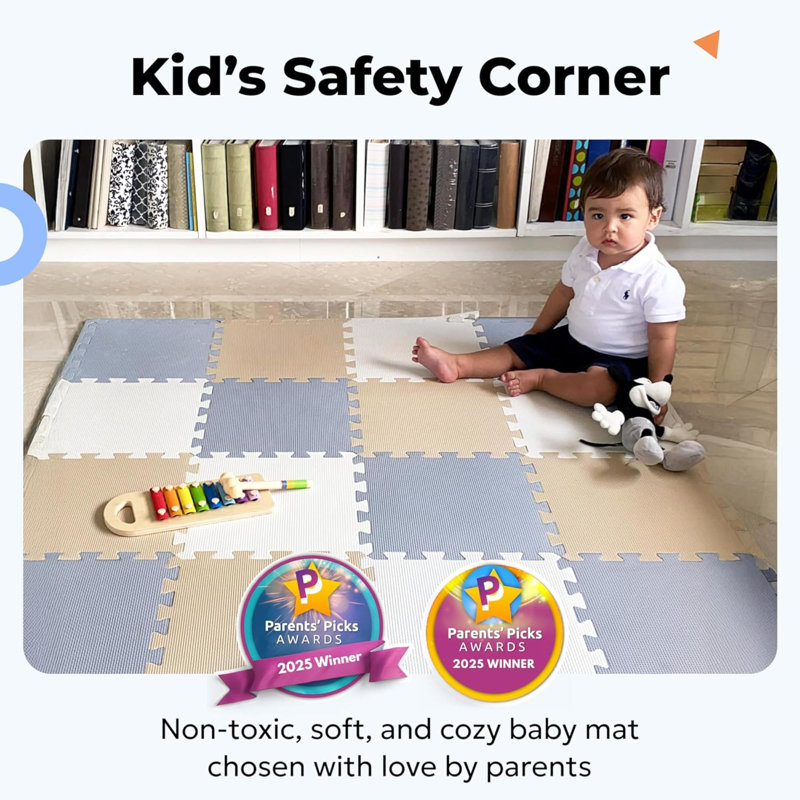 Foam Floor Tiles For Kids - Non-Toxic Comfortable Baby Play Mat And Interlocking Foam Tiles, Fits With  Playpen Mat For Crawling & Development, Soft Play Mat For Babies 6-12 Months