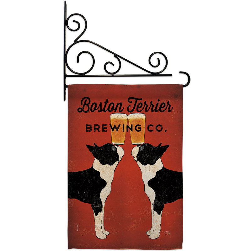 Le Boston Terrier infusion de polyester à 2 faces 19 x 13 po Ensemble de drapeaux