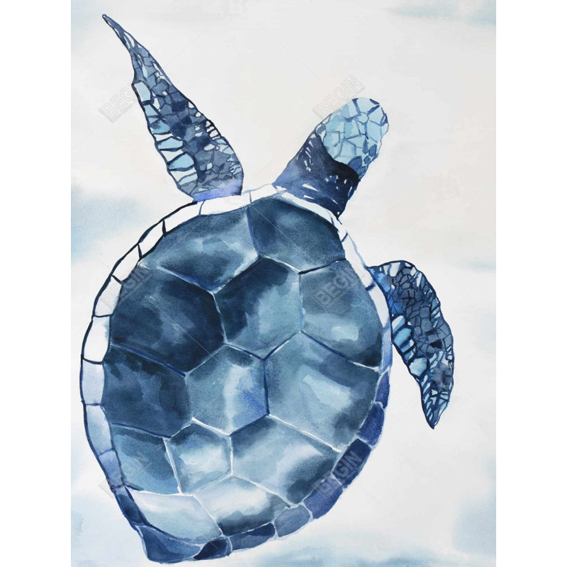 Tortue bleue - toile de reptile exotique pour la décoration intérieure, H 48 po x l 36 po