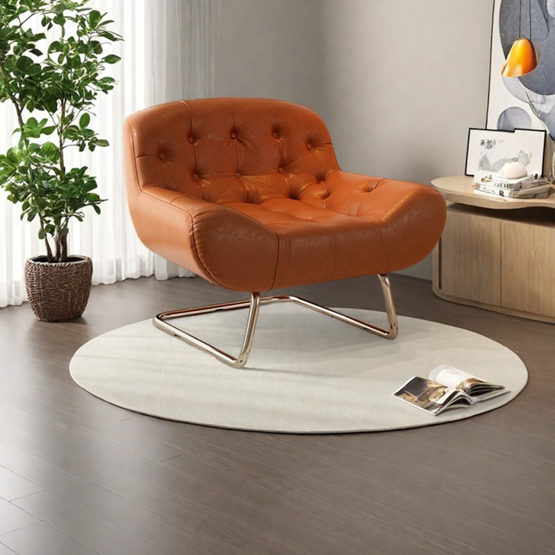 Chaise longue ergonomique en similicuir, Similicuir brun