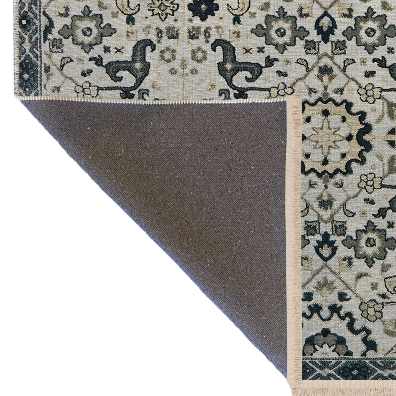 Tapis décoratif multicolore à motif floral frangé et à motif floral traditionnel, Tapis de couloir 2 pi 8 po x 6 pi 7 po