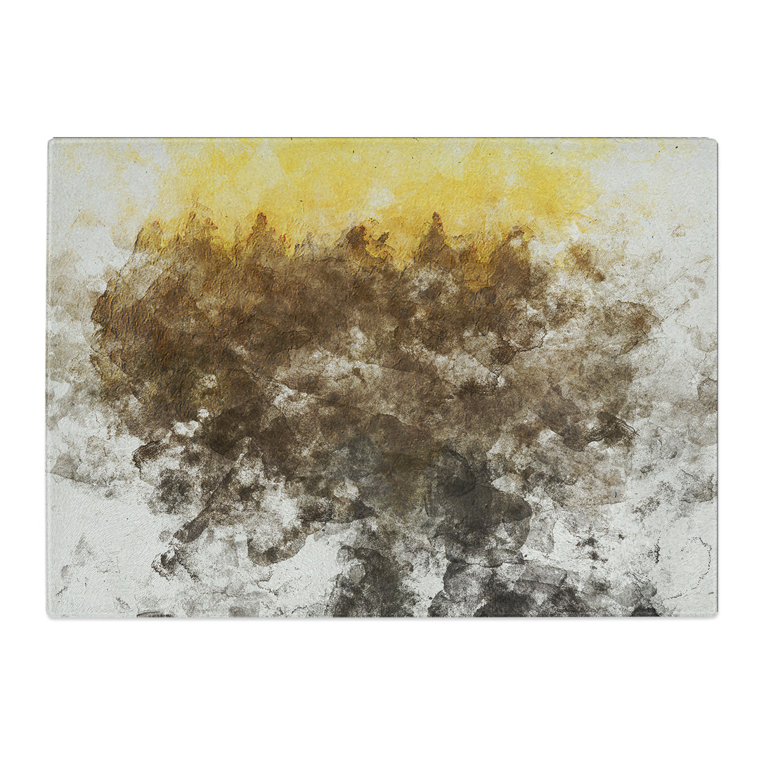 Tempered Glass Sunrise over the Forest Watercolour Chopping Board