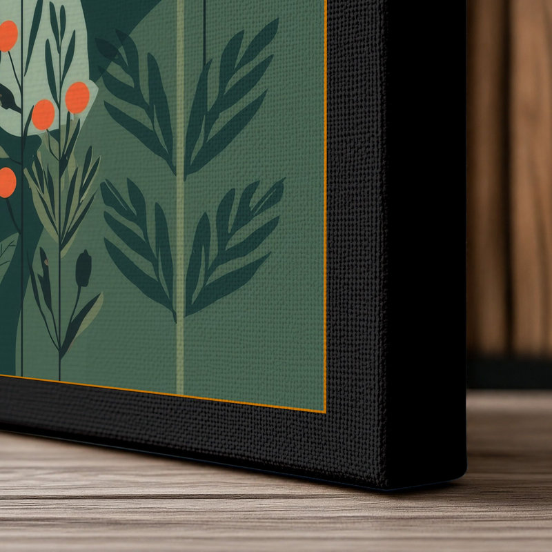 Stylized Garden Botanical - Wrapped Canvas, 30x20 - 76.2 x 50.8 cm, Black Border