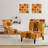 Abstract Retro Geometric Pattern VI - Mid-Century Upholstered Slipper Chair