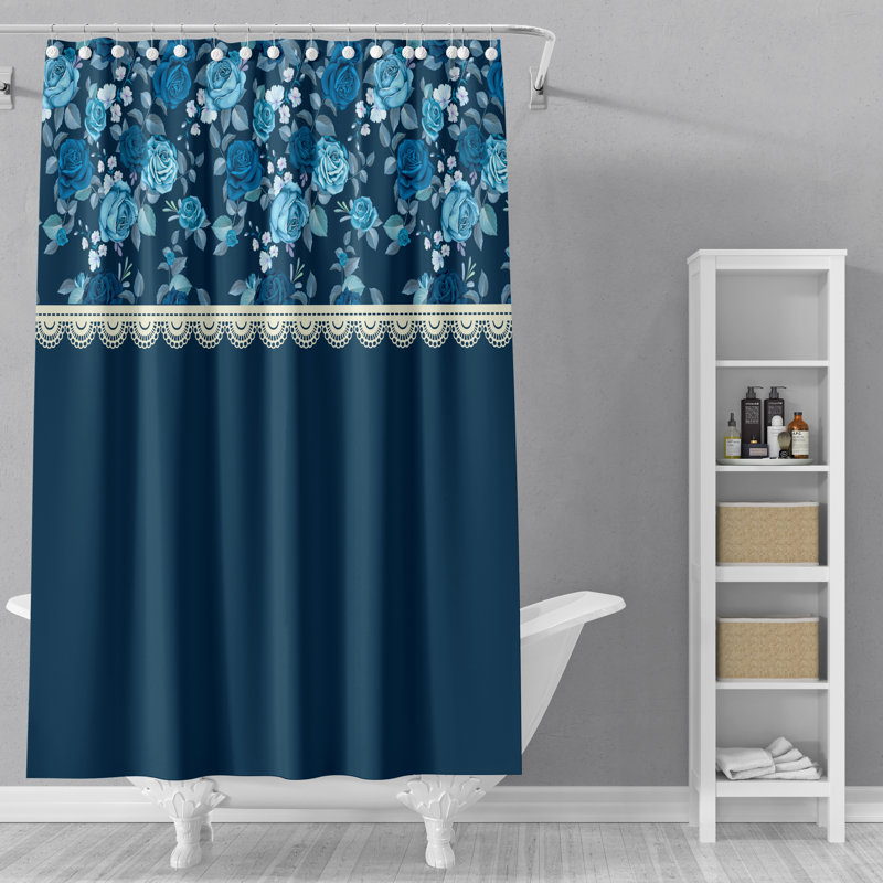Rideau de douche simple à motif floral, H 83 po x l 70 po