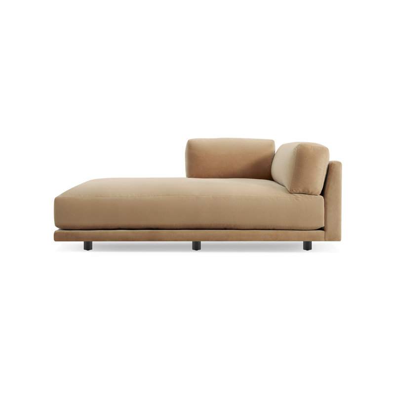Sunday Chaise Lounge, Left Hand Facing, Camel Velvet Polyester Blend