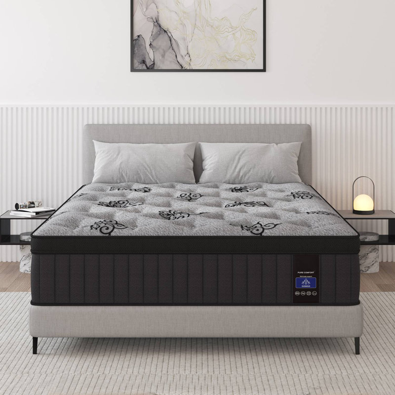 14'' Hybrid Mattress in a Box, Medium Firm Cooling Gel Memory Foam Mattress with Individually Wrapped Pocket Springs, Pressure Relief & Motion Isolation
