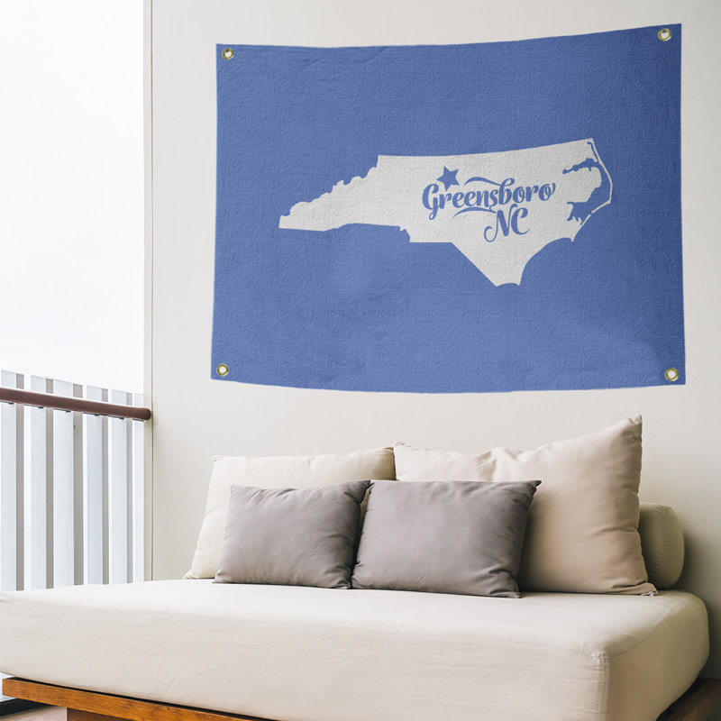 Tapisserie murale greensboro north caroline, H 59 po x l 80 po, Bleu