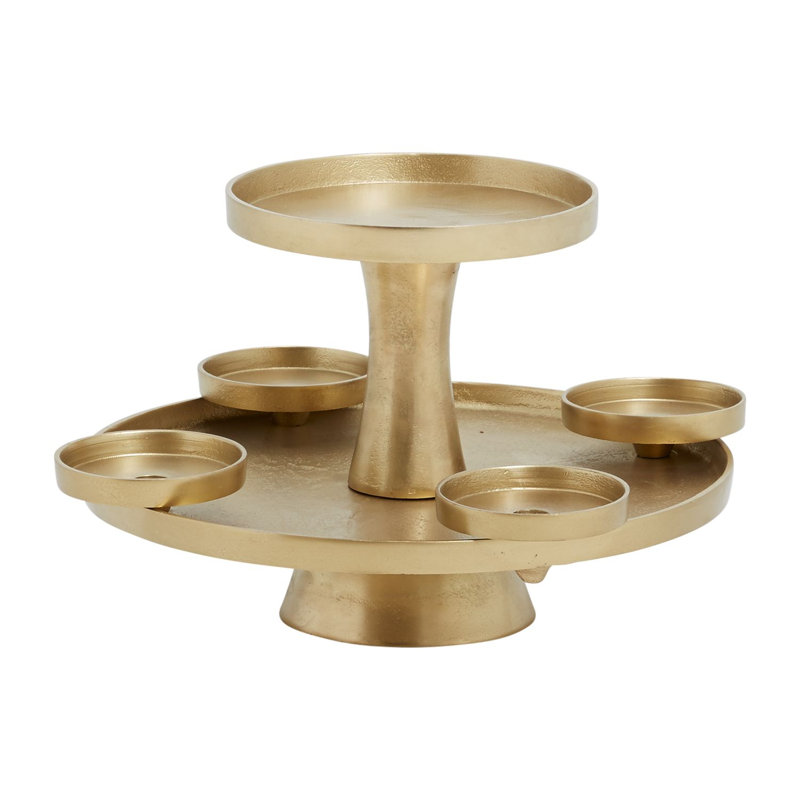 Metal Tabletop Candelabra, 10.5" H x 15.5" W x 15.5" D
