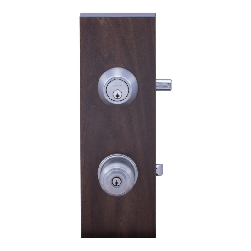 Colonial Knobs With Deadbolt Reversible Entry Set, Satin Stainless