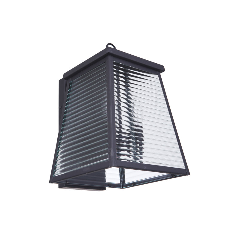 Lanterne murale d'extérieur en verre nervuré à 3 ampoules Lylafaye Midnight, H 13,25 po x l 8,25 po x P 9,69 po