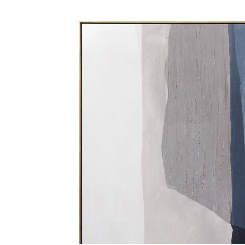 Large Abstract Hand-Painted Canvas Wall Art with Gold Frame