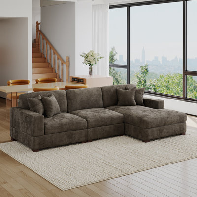 Canapé modulaire rembourré 3 pièces en chenille - L