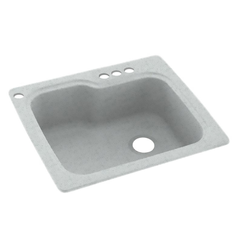 25'' L Mounting / Installation Required Single Bowl Solid Surface Kitchen Sink, 4 Hole, Gray