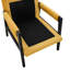 Chaise en chenille rembourrée de style Mid-Century - Assise en bois massif jaune matelassé-433545775