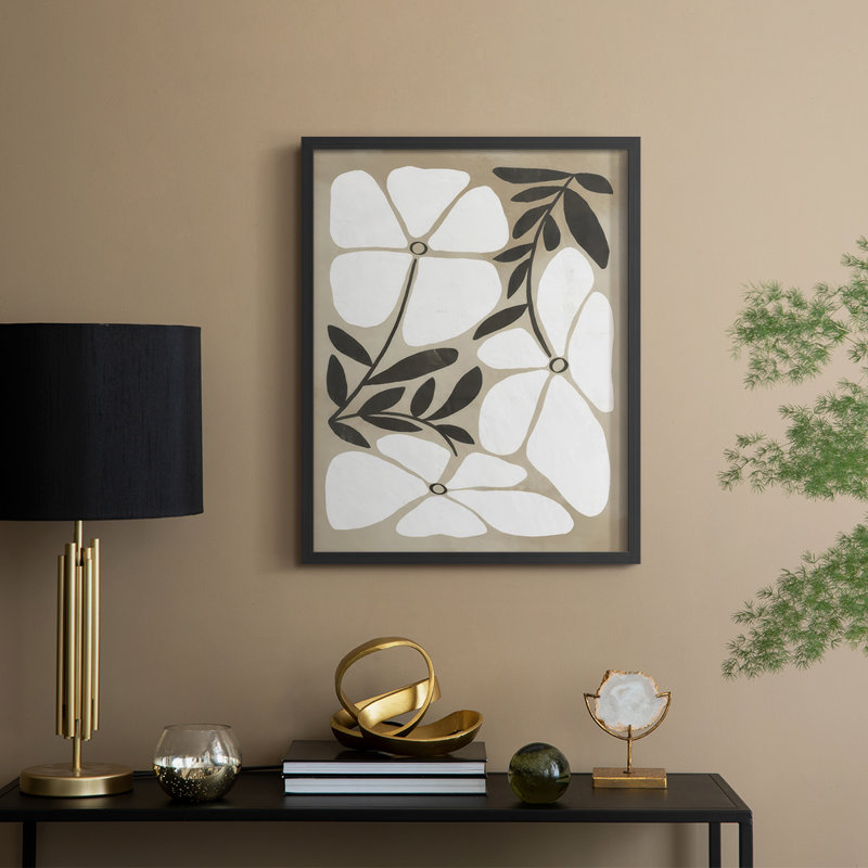 «Melty Blooms I», reproduction encadrée - bois massif, Noir, noir, noir, noir, H 15 po x l 12 po