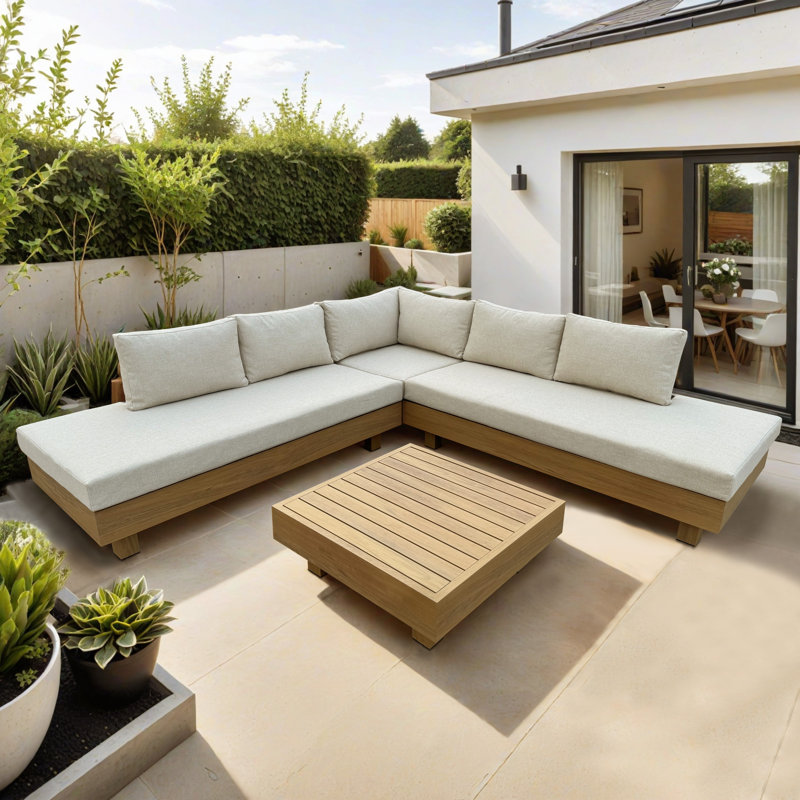 Ensemble de canapé modulaire en aluminium 4 pièces avec coussins et table basse, Cast cendré