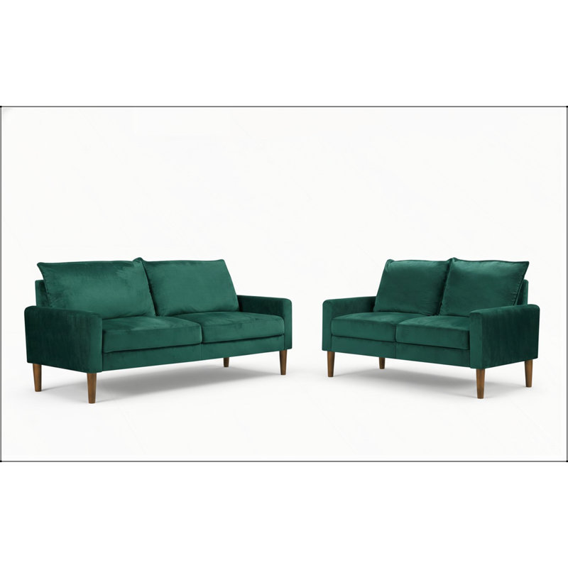 Causeuse rembourrée en velours de style moderne et minimaliste, canapé compact à 2 places à ressorts hélicoïdaux pour salon