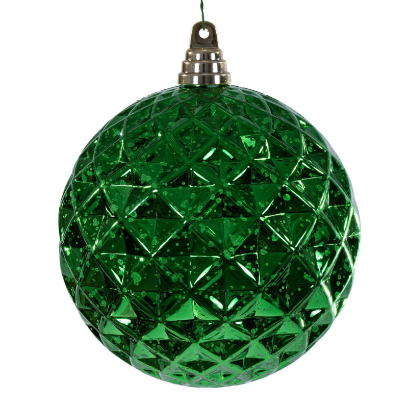 Vickerman 6" Diamond Mercury Ornament. It includes 2 pieces per bag., Green
