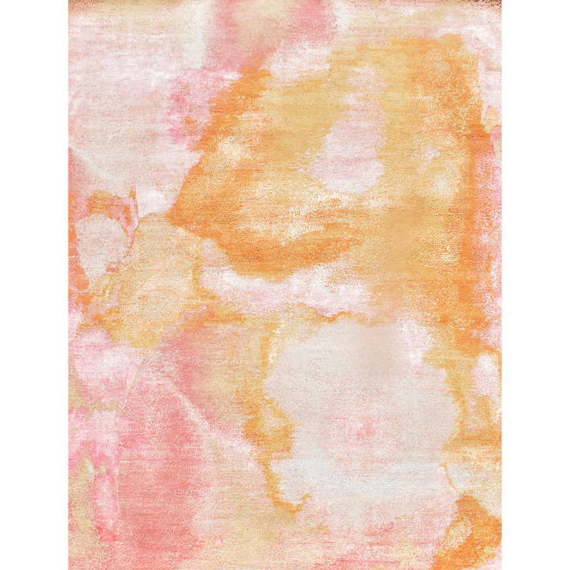 Hand Woven Cotton and Silk Abstract Area Rug, Rectangle 9' x 12'