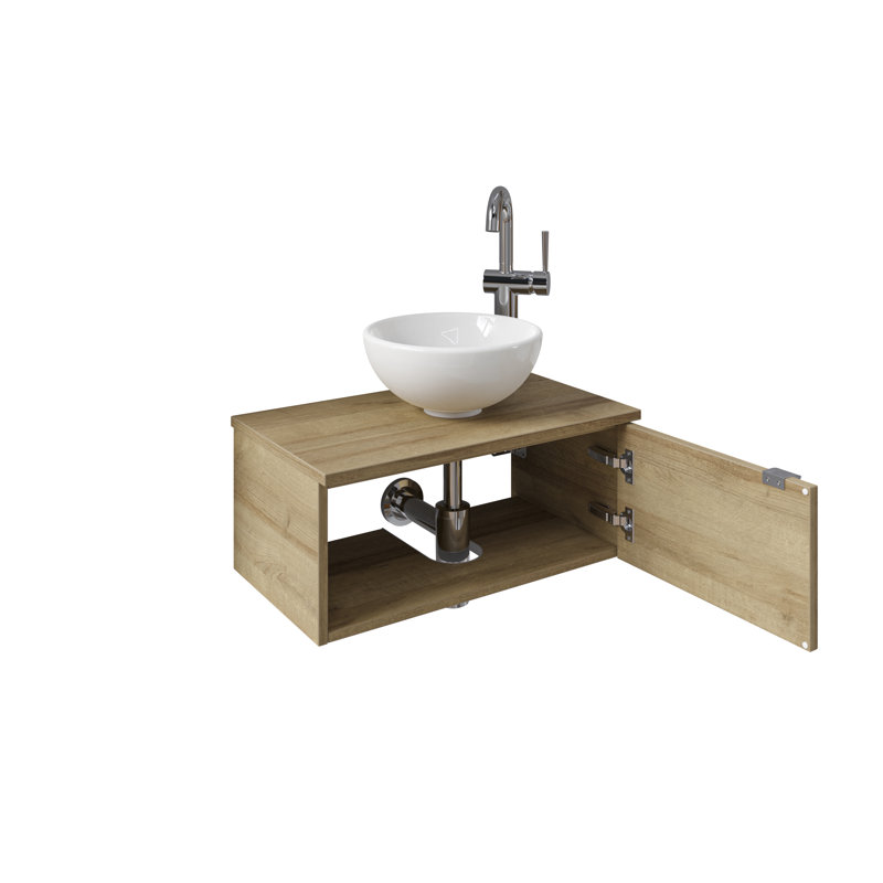 Bathroom Furniture Suite, Right Hand, Medium Wood
