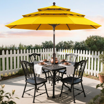 Parasol de marché en oléfine 9 'à 3 niveaux avec inclinaison et manivelle