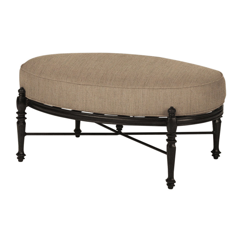 Grand Terrace Oval Ottoman with Sunbrella Cushions, Canvas Heather Beige Sunbrella® Canvas, Vintage