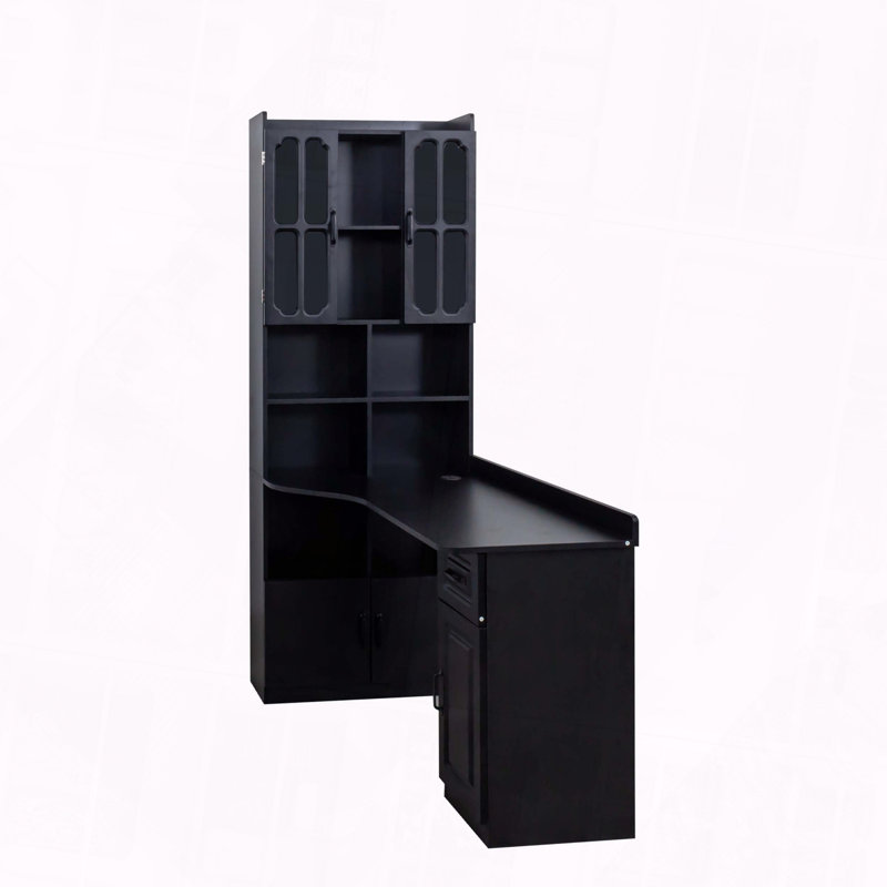 Bureau d'ordinateur en L pour bureau à domicile, Noir, 76.77" H x 42.71" W x 28.26" D