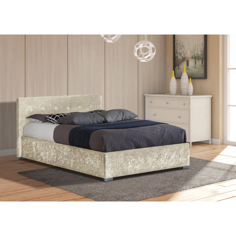 Dodge Upholstered Ottoman Storage Bed, Cream, Double (4'6)
