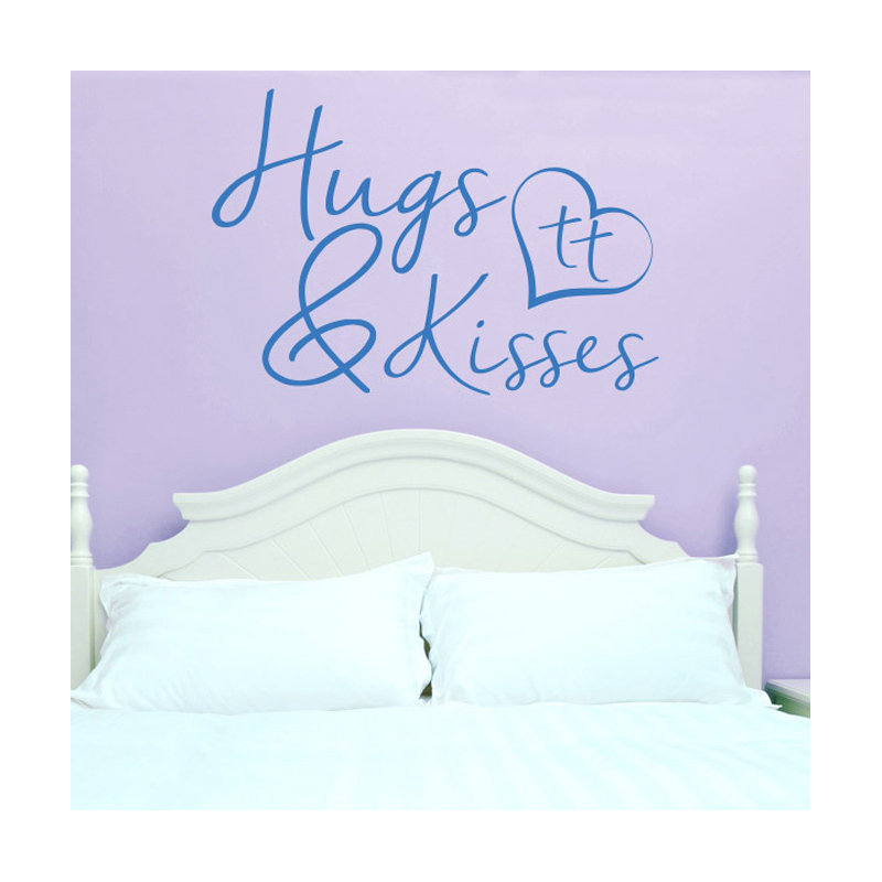 Hugs and Kisses Wall Sticker, Blue, Large