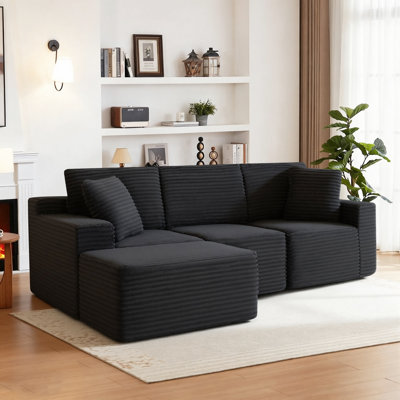 Canapé modulaire 91,1 po sans assemblage modulaire sans compression avec repose-pieds amovible