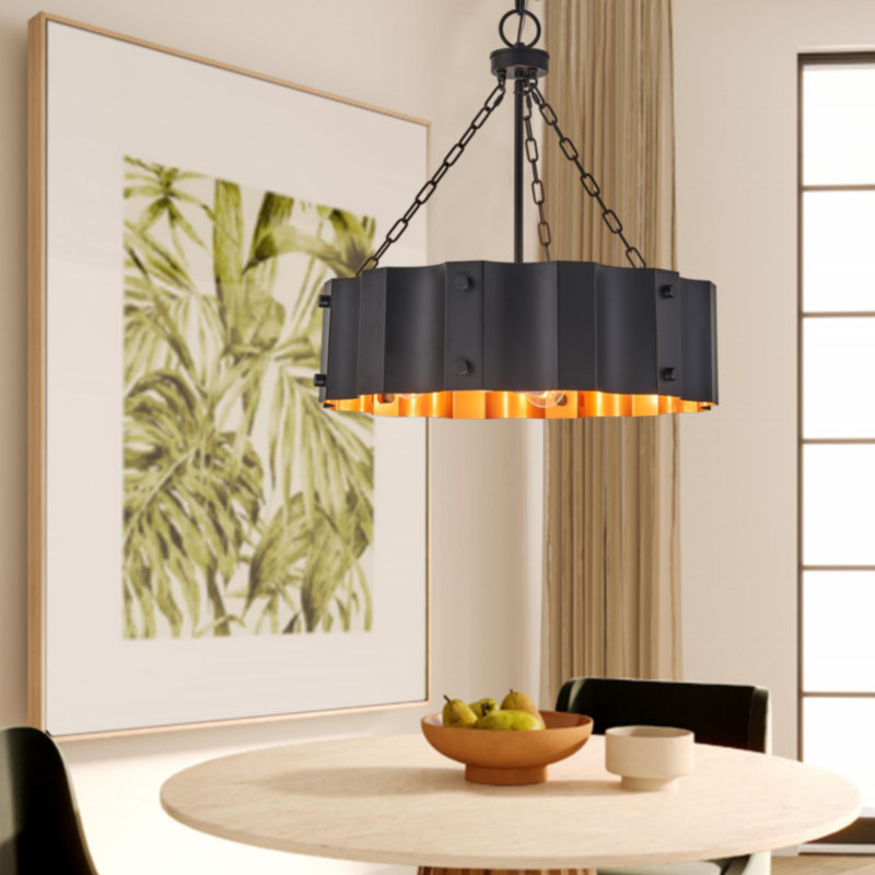 Luminaire suspendu 21 pouces à 4 lumières au fini noir et or