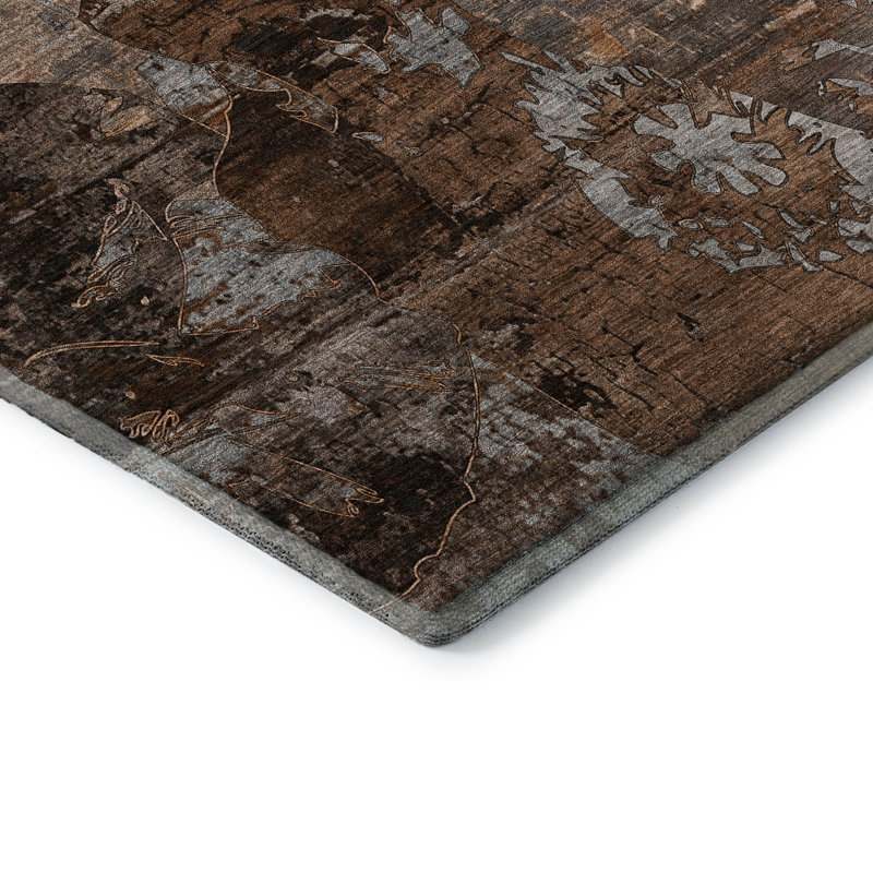 Premium Machine Washable Cerrito AMF555 Terracotta Rug, Rectangle 5' x 7'6"