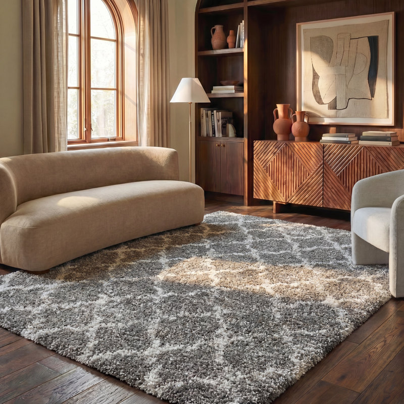 Tapis gris / ivoire Liseron, Rectangle 8 pi x 10 pi