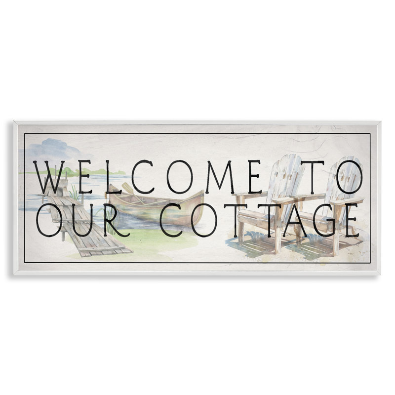Giclée encadrée Welcome Cottage at Lake's Edge, design par Lil 'Rue, H 10 po x l 24 po