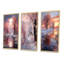 «White Fushia Winter Twilight», 3 pièces sur toile-1785995061-1785995062