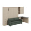Grand lit escamotable pliable grand format avec canapé et bureau, tablettes et tiroirs, éclairage DEL / USB-125785231