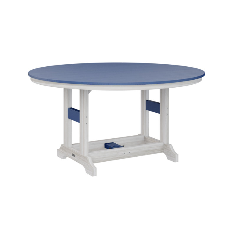 Garden Classic Outdoor Round Bar Table, Seashell, Pacific Blue