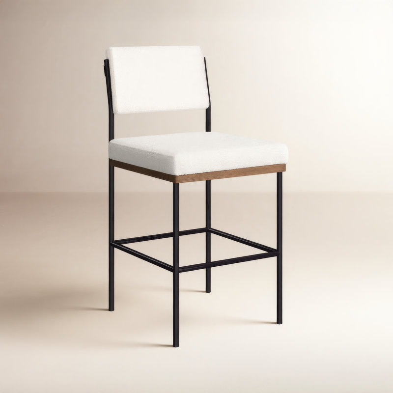 Benton Upholstered Stool with Metal Frame, Fayette Cloud/Polyester Blend, Bar Stool (30.3" Seat Height)