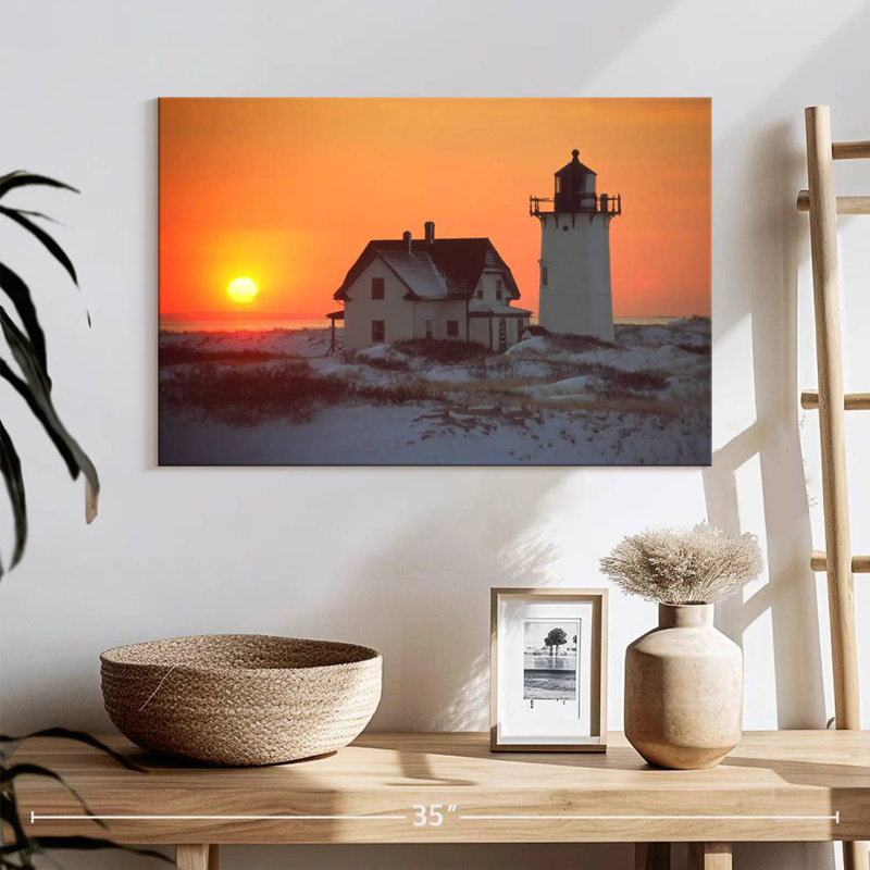 Sunset at race point lighthouse Aletra, H 16 po x l 24 po