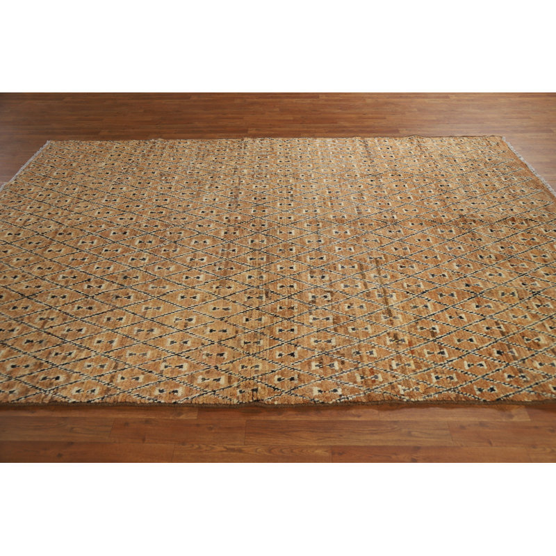Tapis oriental marocain à motif de treillis all-over 7 x 10